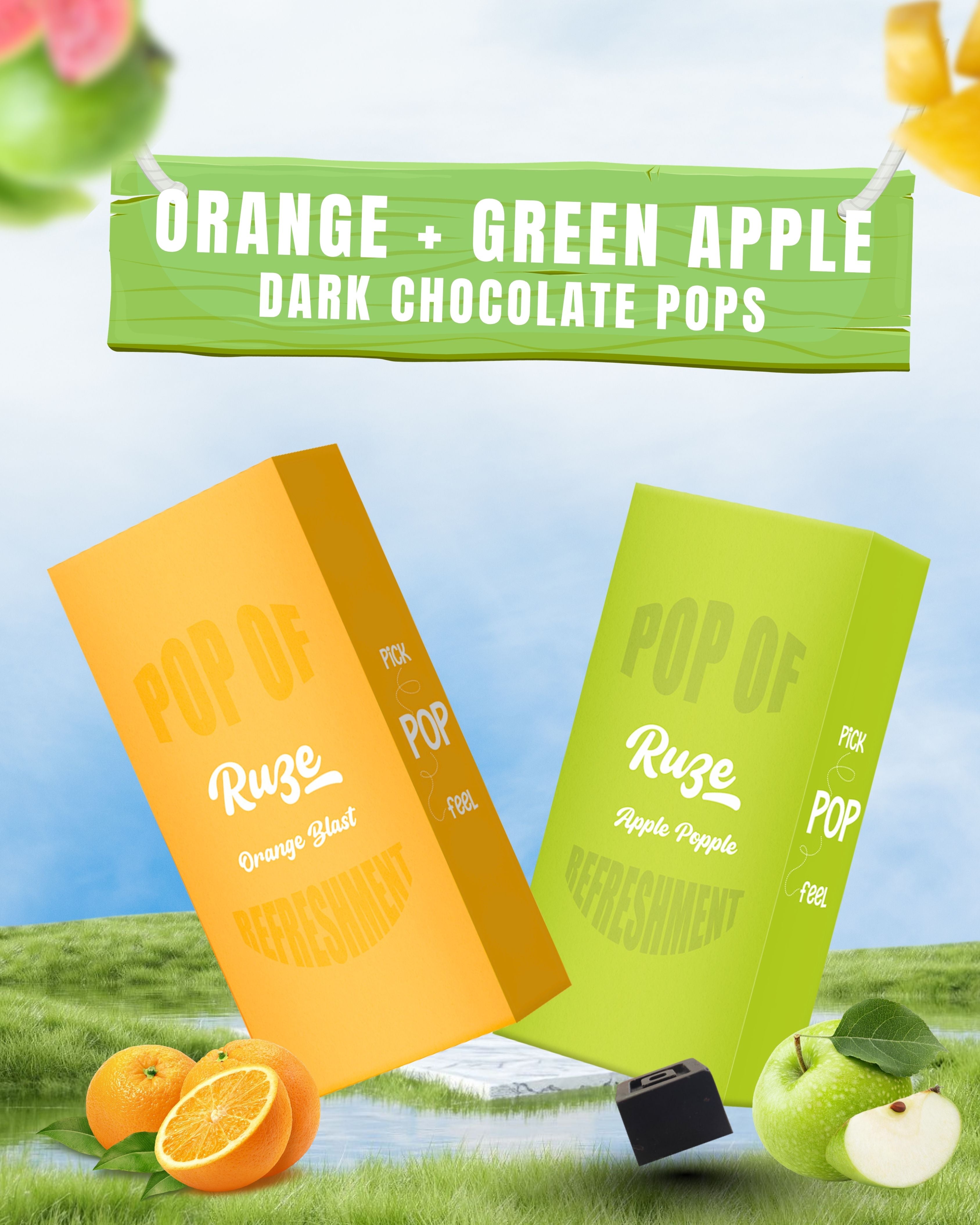 Orange Blast + Apple Popple Dark Chocolate