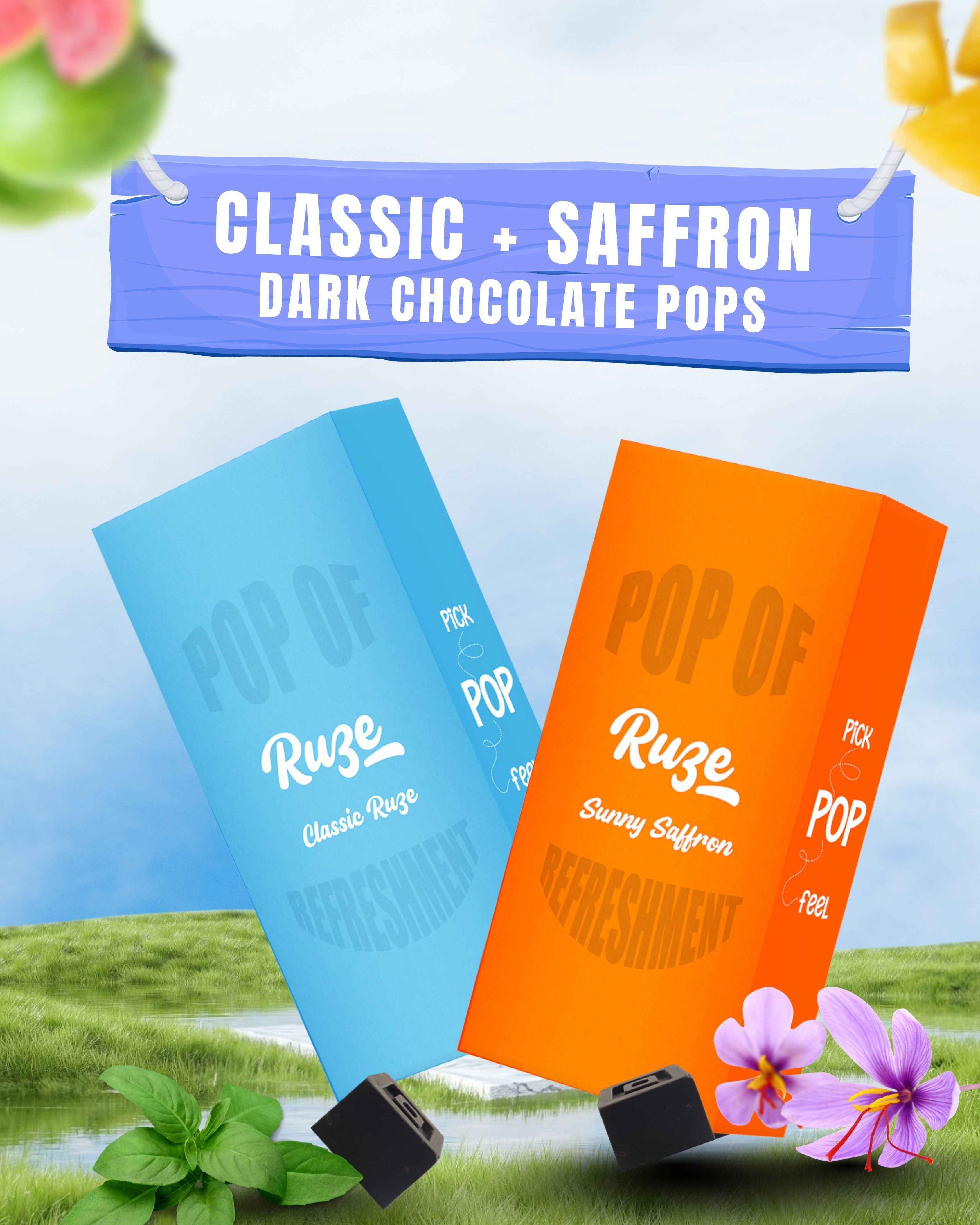 Classic Ruze + Sunny Saffron Dark Chocolate